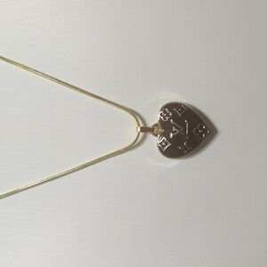 Authentic Louis Vuitton Black And Gold Heart Pendant 18 K Gold Necklace